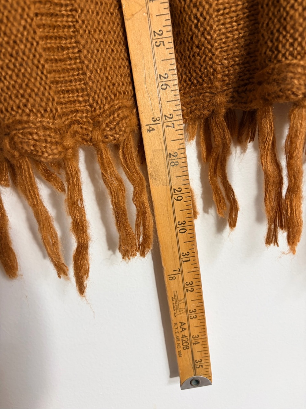 Ultra Flirt Rust Fringe Knit Poncho Sweater - Picture 7 of 9
